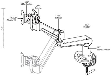 ESI Edge Series Single Heavy Duty Monitor Arm