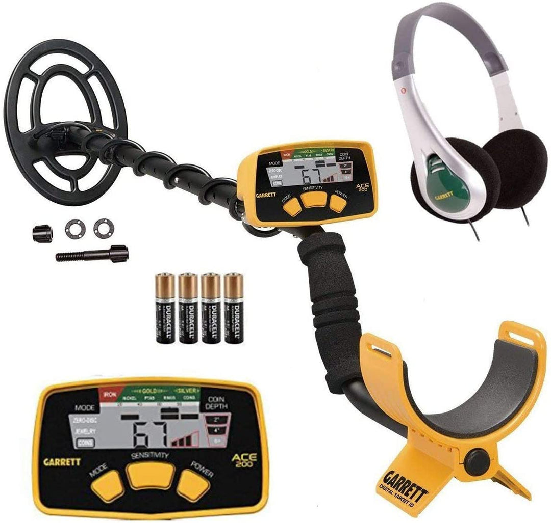 Garrett ACE 200 Metal Detector with Waterproof Search Coil and Treasure Sound Headphone