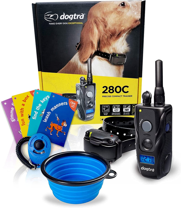 Dogtra 280C Remote Dog Training Collar - 1/2 Mile Range, Rechargeable, Waterproof - Plus 1 iClick Training Card, Jestik Click Trainer