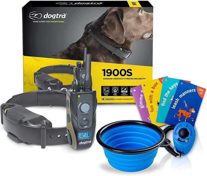 Dogtra 1900S Remote Dog Training Collar - 3/4 Mile Range, Rechargeable, Waterproof - Plus 1 iClick Training Card, Jestik Click Trainer - Value Bundle