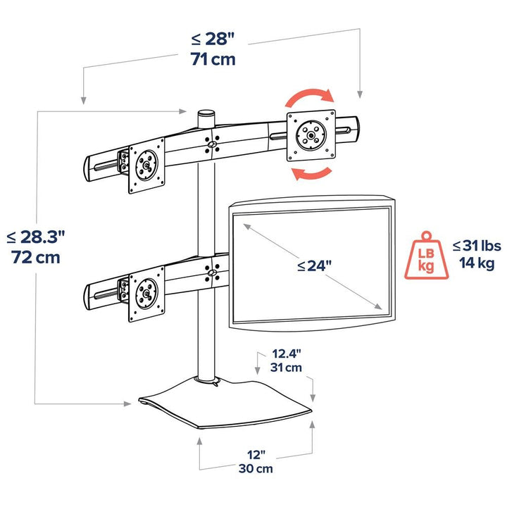 Ergotron DS100 Quad-Monitor Desk Stand- 33-324-200