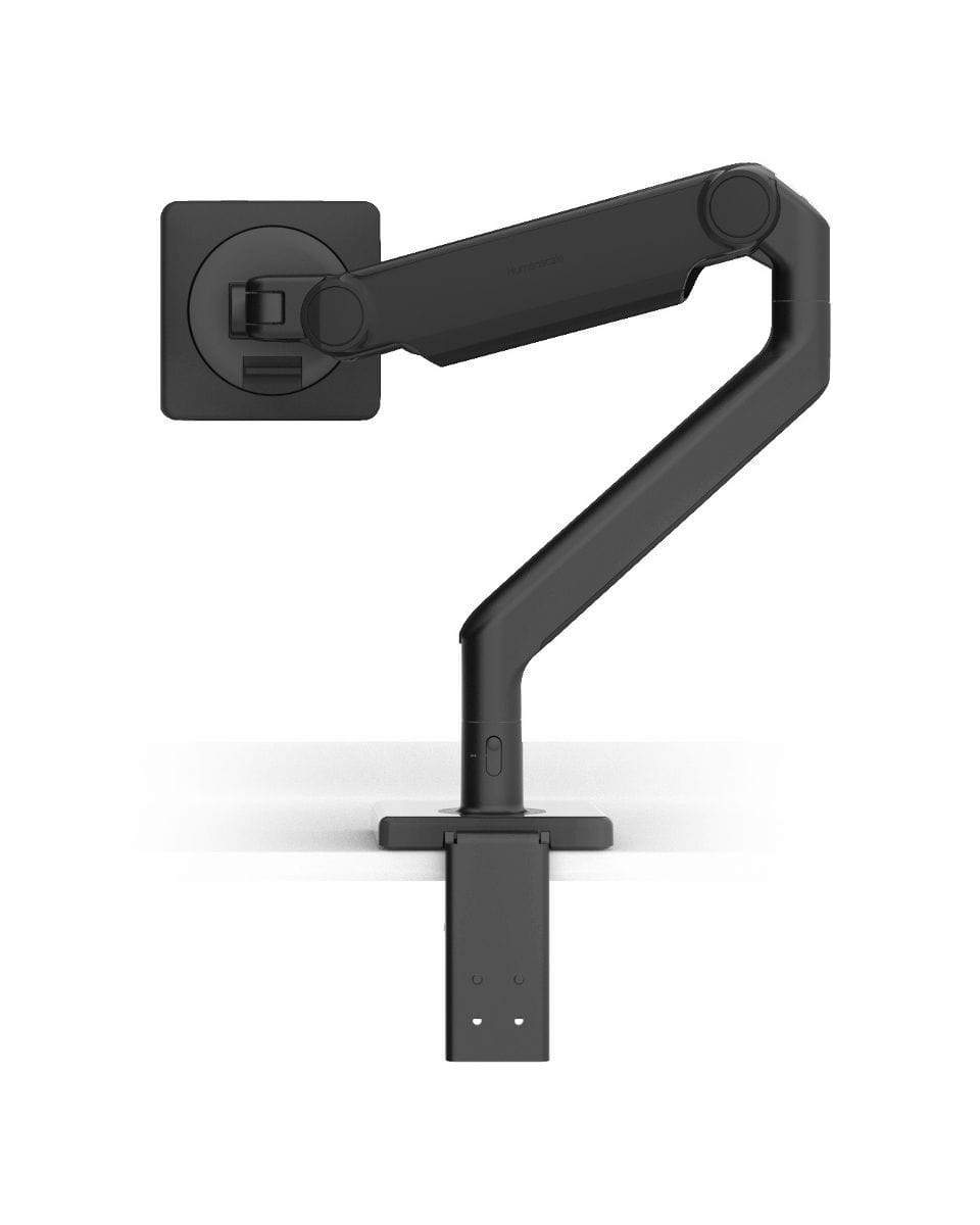 Humanscale Monitor Arm S - Silver with Gray Trim / CM - Two-Piece Clamp Mount with Base Humanscale M2.1 Single Monitor Arm