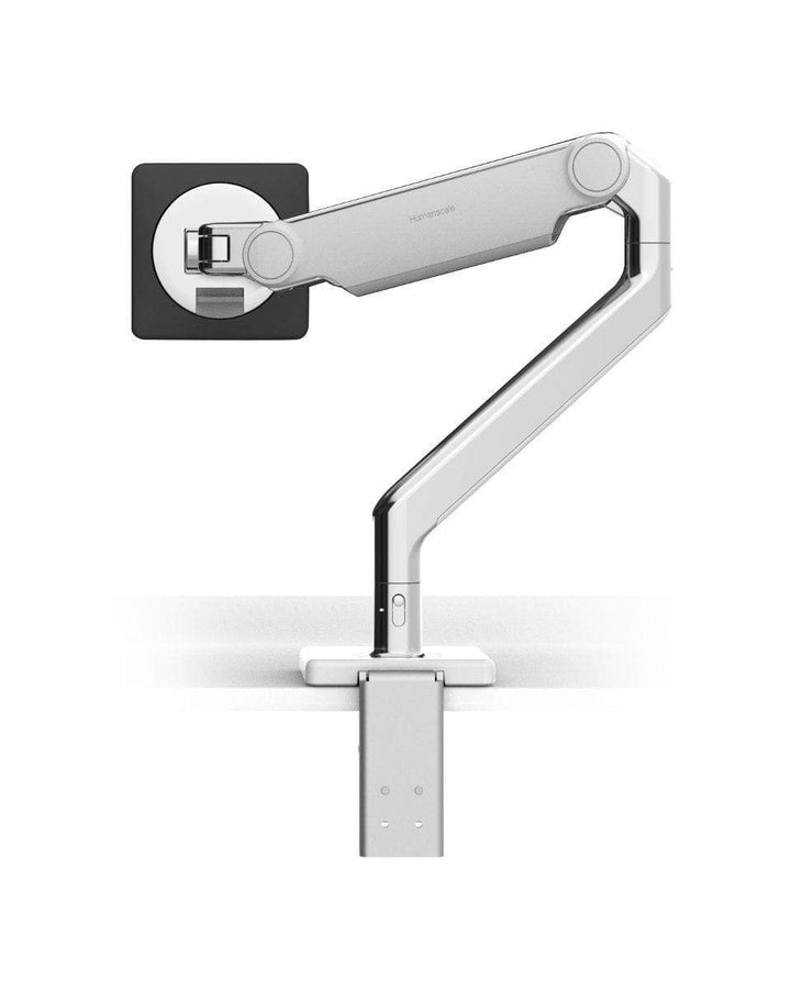 Humanscale Monitor Arm S - Silver with Gray Trim / CM - Two-Piece Clamp Mount with Base Humanscale M2.1 Single Monitor Arm