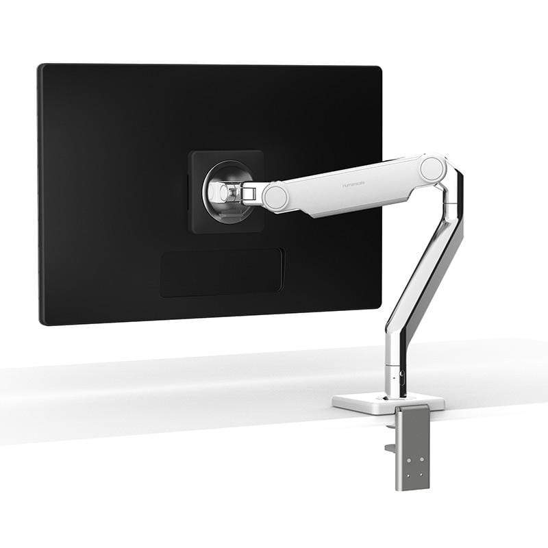 Humanscale Monitor Arm S - Silver with Gray Trim / CM - Two-Piece Clamp Mount with Base Humanscale M2.1 Single Monitor Arm