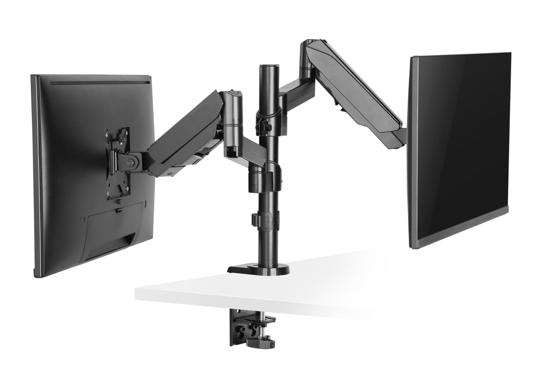 Jestik Dual Monitor Arm Slate Black Jestik Advanced Flex 2.0 Dual Monitor Arm Clamp and Bolt Through Mount - Gas Assisted Arm, For Two 17"-32" Computer Screens, Holds up to 17.6 lbs.