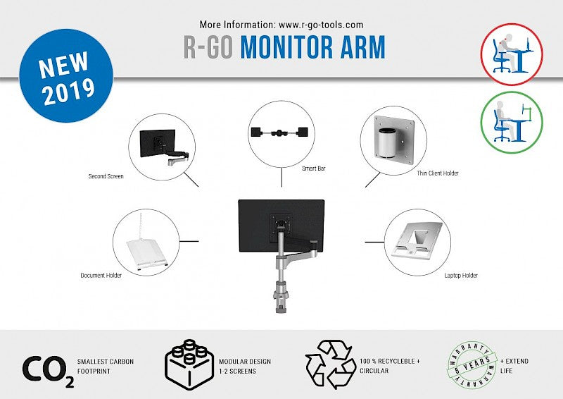 R-Go Zepher Double monitor arm-RGOVLZE4TWSI